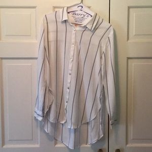 Philosophy Pinstripe hi-low hem blouse